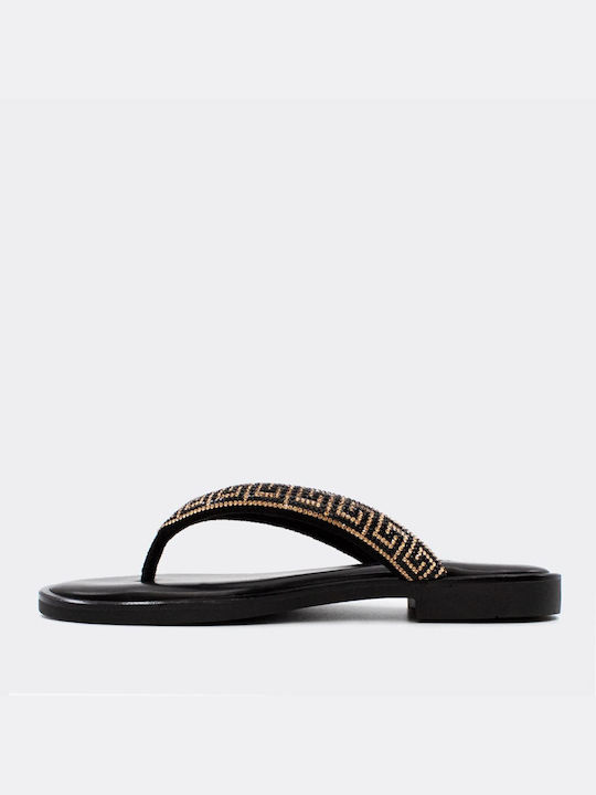 Myconian Greek Sandal Δερμάτινα Γυναικεία Σανδάλια σε Μαύρο Χρώμα