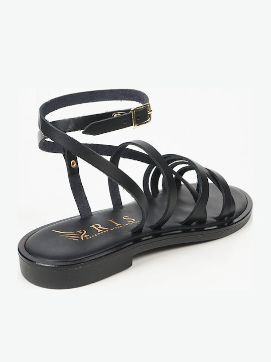 Women's Handmade Leather Sandals Ancient Greek Style Black 151235