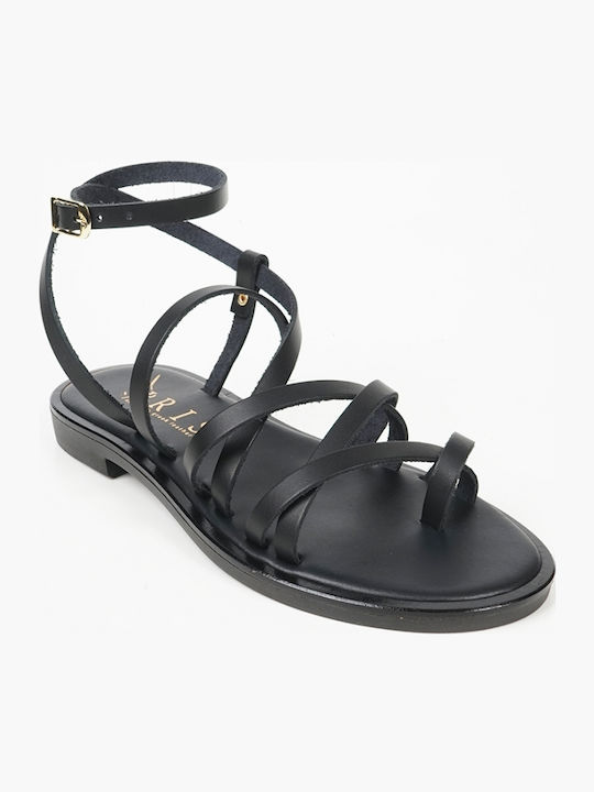 Women's Handmade Leather Sandals Ancient Greek Style Black 151235