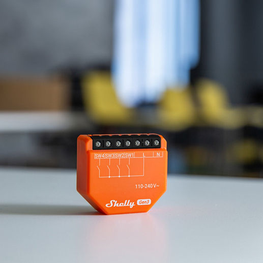 Shelly Comutator Inteligent I4 Gen 3 4 Canale Wi-Fi Bluetooth și RF 16A