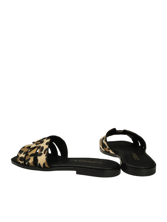 Leather Women's Flat Sandals Leopard