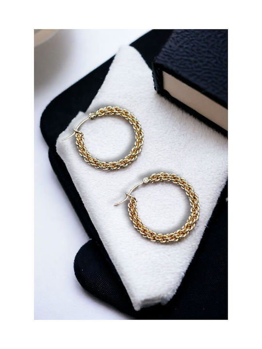 Steel Gold Plated Woven Hoop Earrings