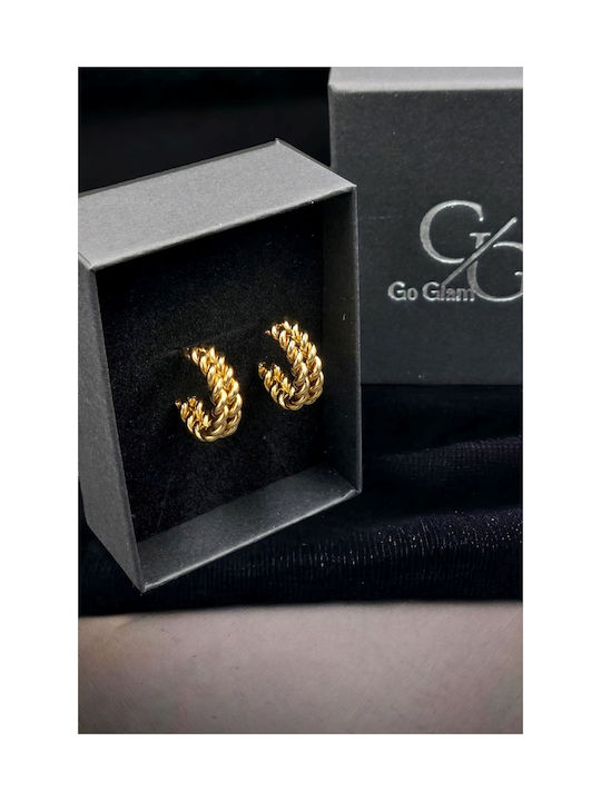 Steel Gold Hoop Earrings Double Loop