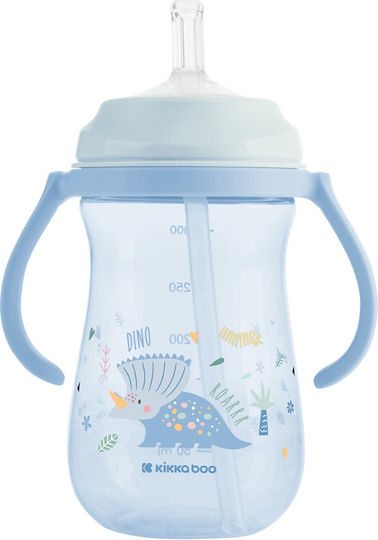 Kikka Boo Baby Cup with Handles and Straw made of Silicone Blue 300ml for 8m+m+