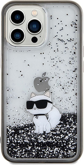 Karl Lagerfeld Liquid Glitter Choupette Umschlag Rückseite Kunststoff Transparent (iPhone 13 Pro)