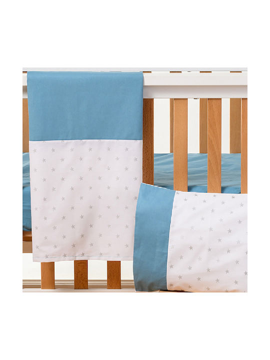 abo Σετ Βρεφικά Σεντόνια Κούνιας Βαμβακερά Sky Blue 70x140εκ. 3τμχ