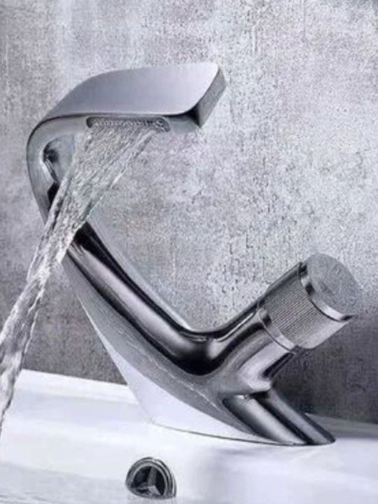 Bonken Mixing Waterfall Sink Faucet Silver