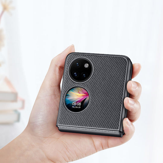 Dux Ducis Fino Umschlag Rückseite Silikon / Stoff / Gehärtetes Glas Schwarz (Huawei P50)