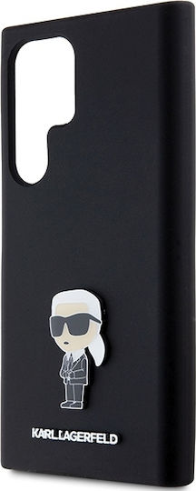 Karl Lagerfeld Ikonik Metal Pin Back Cover Silicon Negru (Galaxy S23 Ultra)