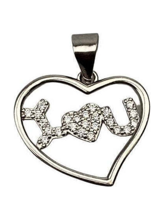 925 Silver Heart Pendant I Love U