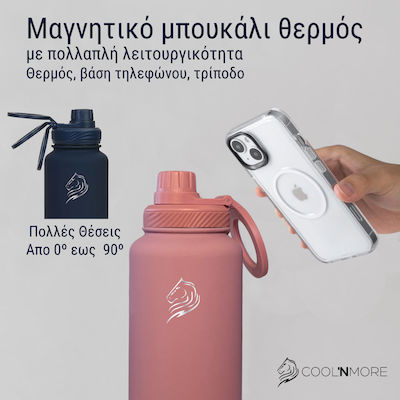 Cool'NMore Bottle Thermos Stainless Steel BPA Free stainless steel straw magnetic phone support cap 750ml with Straw and Mouthpiece