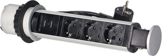Orno Захранваща лента с 2 USB-A и Кабел 1.8м Сребрист