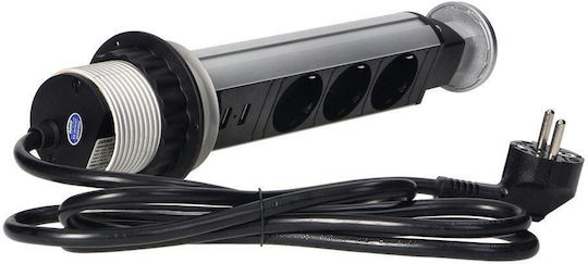 Orno Захранваща лента с 2 USB-A и Кабел 1.8м Сребрист