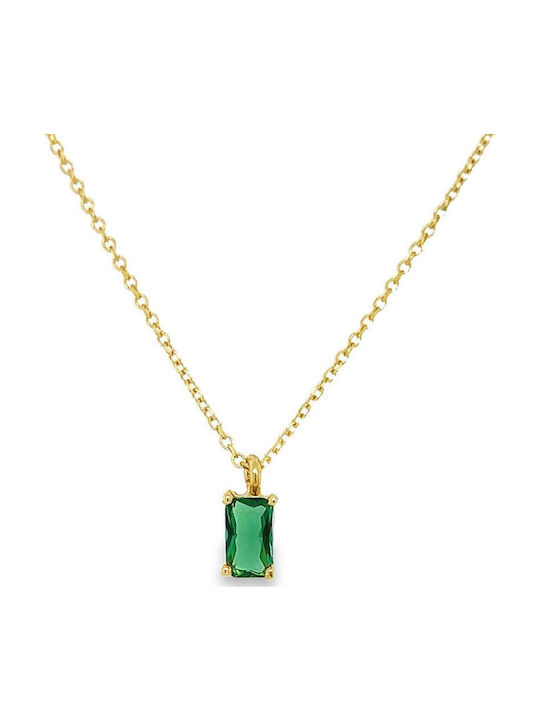 Xryseio Necklace Solitaire From 9 K Gold With Green Zircon