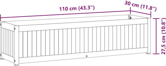 vidaXL Ζαρντινιέρα Μεταλλική Καφέ 110x30x27.5εκ.