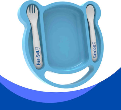 BabySoft Feeding Set made of Plastic Light Blue 3pcs