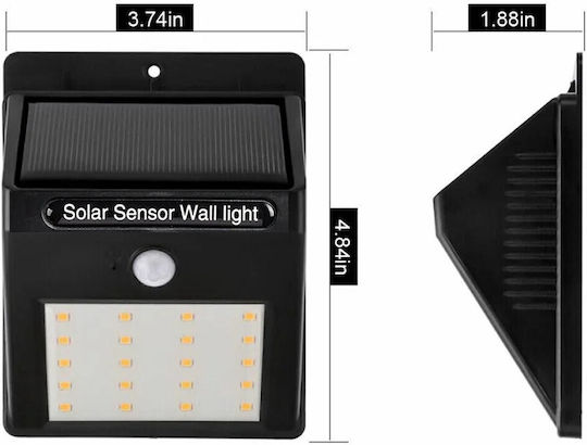 Led7 Wandmontiert Solarleuchte 5W mit Bewegungssensor und Fotokontakt IP65