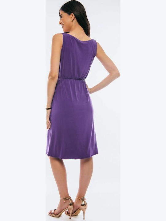Summer Midi Dress Wrap Purple
