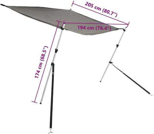 vidaXL Tenta Barca Aluminiu M174xL205xH115cm Gri Culoare