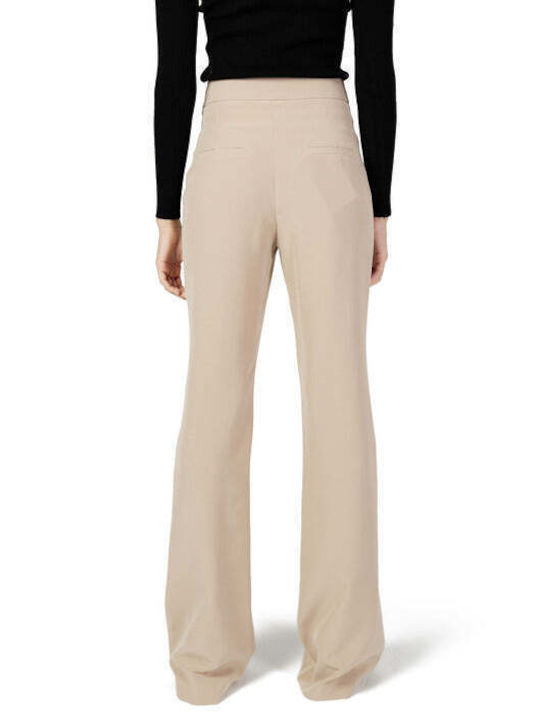 Silence Women's Fabric Trousers Beige