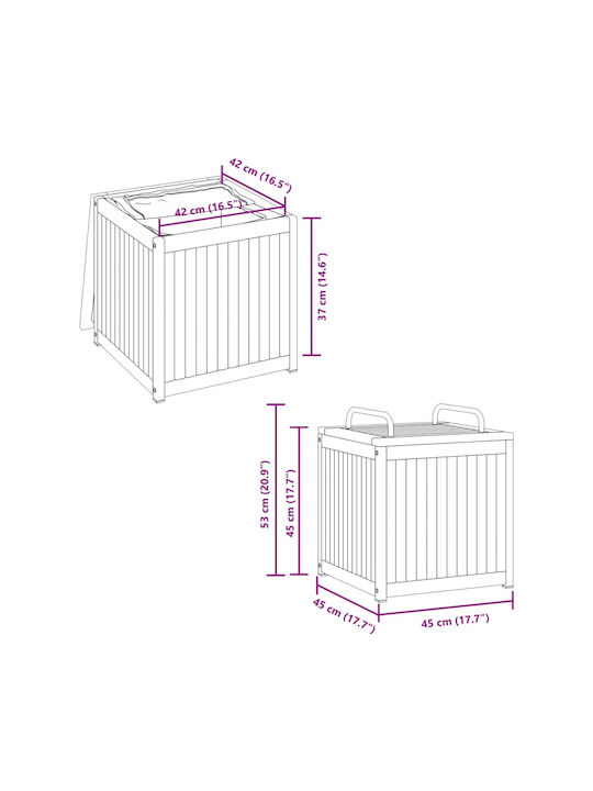 vidaXL Cutie de depozitare pentru exterior Lemn Roz L45xW45xH45buc