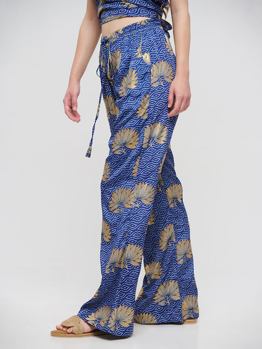 Γυναικεία Παντελόνα Floral μπλε