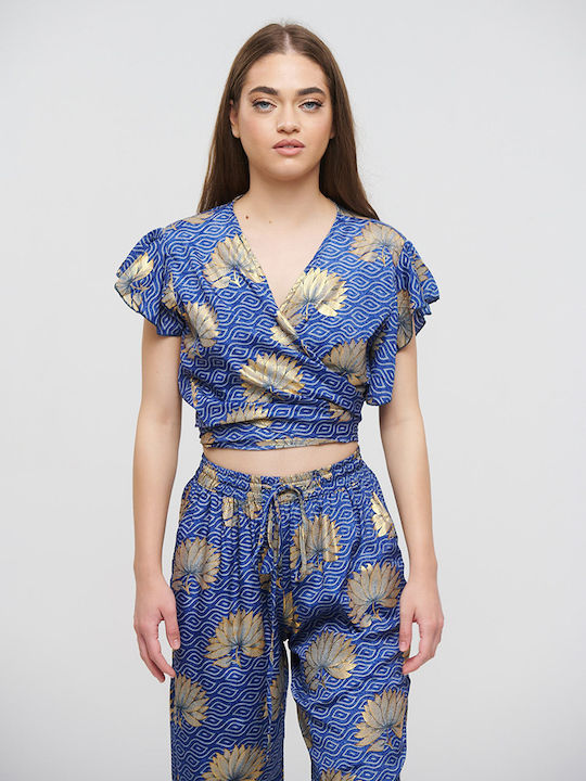 Γυναικεία Παντελόνα Floral μπλε