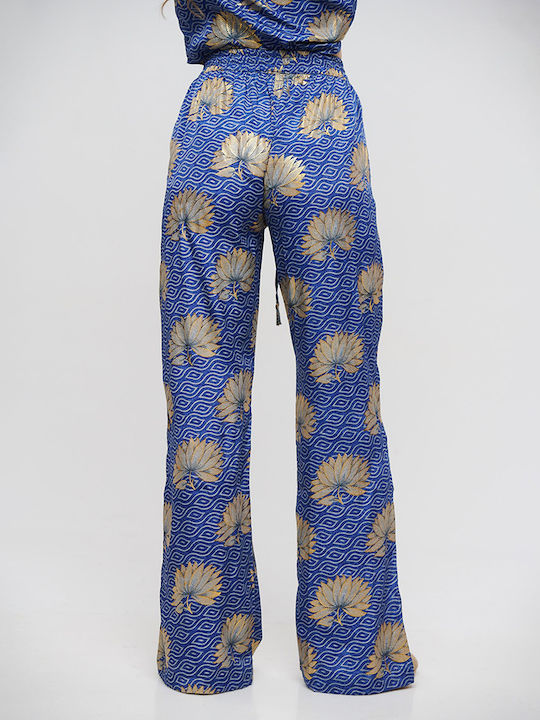 Γυναικεία Παντελόνα Floral μπλε