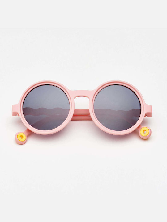 Baby Cloud Wavy Στρογγυλά Παιδικά Γυαλιά Ηλίου με Polarized Φακό Coral Pink για 3-6 Ετών