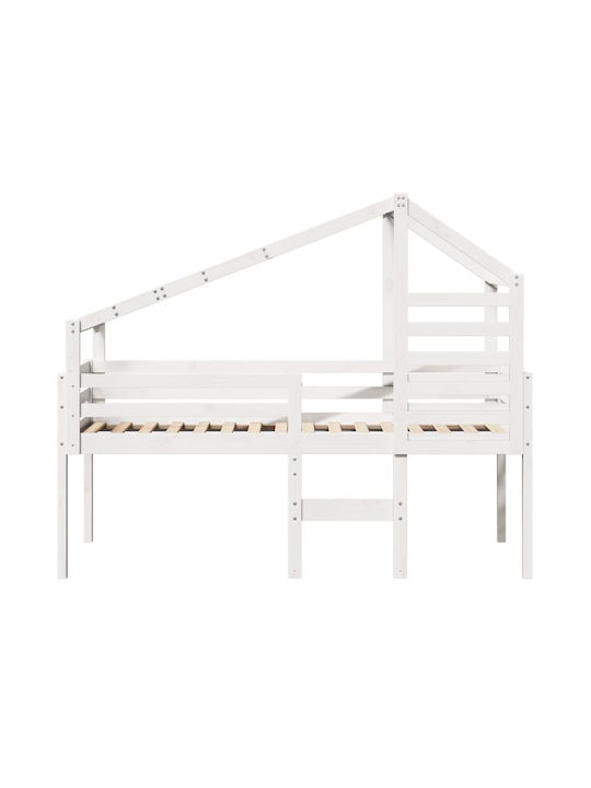Kinderbett Hochbett Einzeln Weiß für Matratze 90x190cm