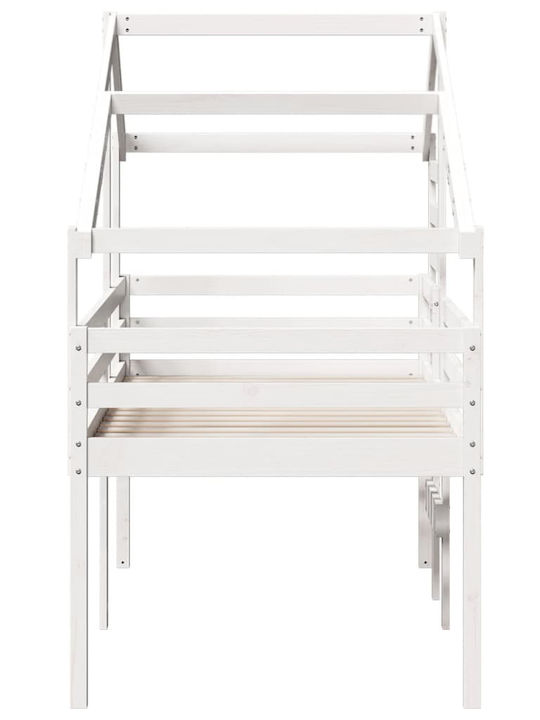 Kinderbett Hochbett Einzeln Weiß für Matratze 90x190cm
