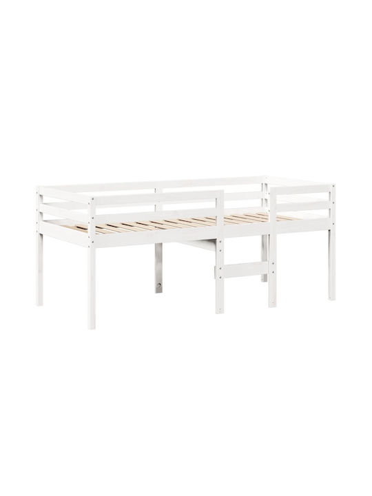 Kinderbett Hochbett Einzeln Weiß für Matratze 90x190cm