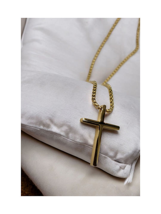 Simple Gold Steel Cross Necklace