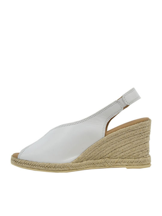 Women's Leather Peep Toe Platforms White