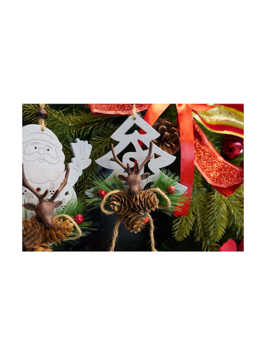 Hanging Ornament Deer Wooden Multicolour 16x13cm
