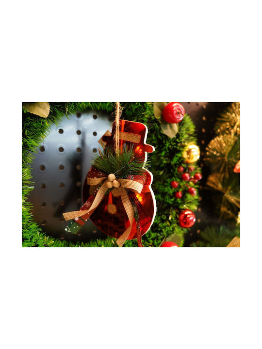 Hanging Snowman Ornament Red 17x14cm