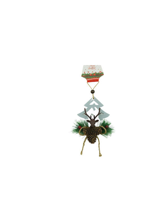 Hanging Ornament Deer Wooden Multicolour 16x13cm