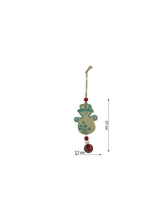 Hängender Schneemann Ornament Hölzern Mehrfarbig 7.7x17cm