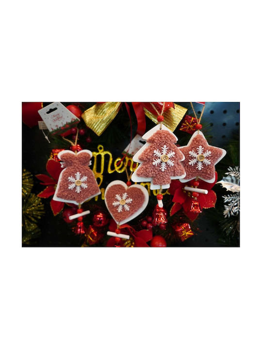 Hängendes Herz Ornament Hölzern Rosa 9.5x18cm