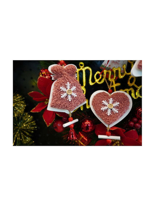 Hängendes Herz Ornament Hölzern Rosa 9.5x18cm