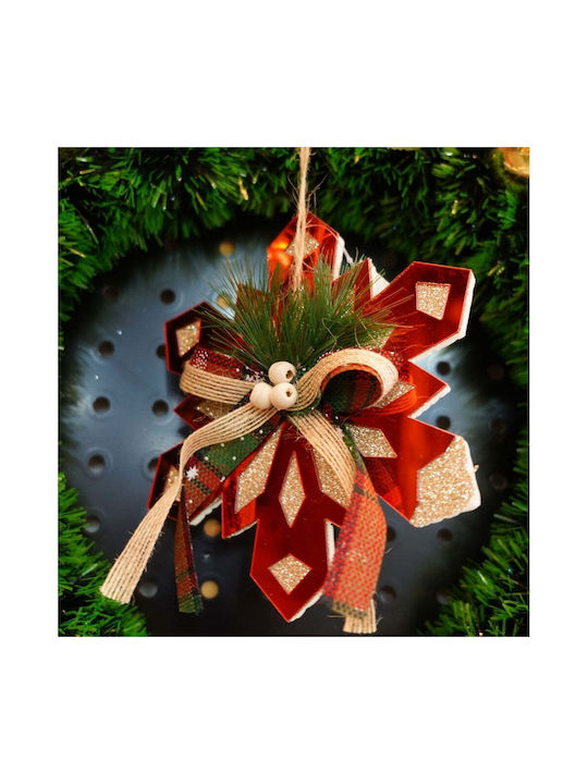 Ornament suspendat Fulgi de zăpadă Roșu 15x15buc
