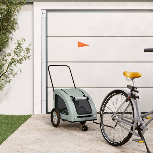 vidaXL Dog Carrying Gray Bicycle Trailer for 45kg Pets L124.5xW66xH63.5cm