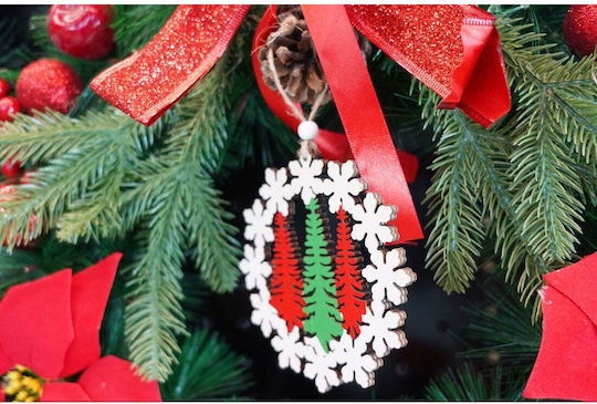 Hanging Ornament Wreath Wooden Multicolour 9.5x9.9cm
