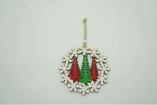 Hanging Ornament Wreath Wooden Multicolour 9.5x9.9cm