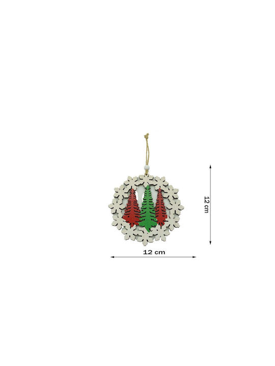 Hanging Ornament Wreath Wooden Multicolour 9.5x9.9cm