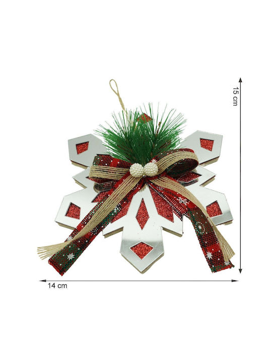 Κρεμαστό Στολίδι Χιονονιφάδα Λευκή 15x14cm