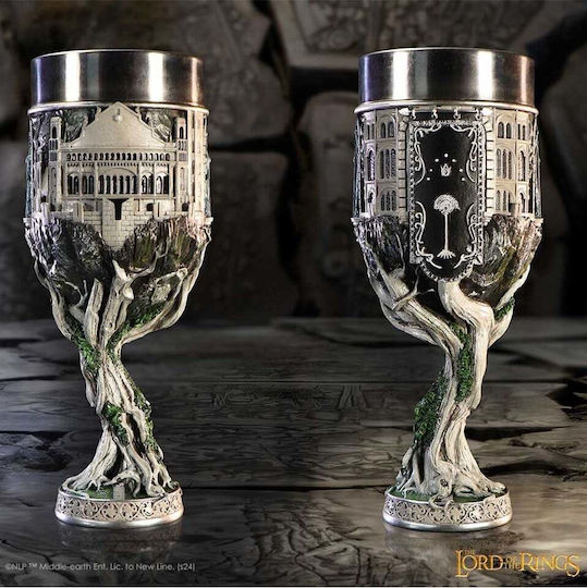 Nemesis Now Lord Rings Ποτήρι Κόκκινου Κρασιού Κολωνάτο Γυάλινο Ασημί