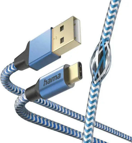 HAMA USB 2.0 Кабел USB-C Мъжки - USB-A Син 1.5м 00201558
