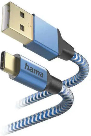 HAMA USB 2.0 Кабел USB-C Мъжки - USB-A Син 1.5м 00201558
