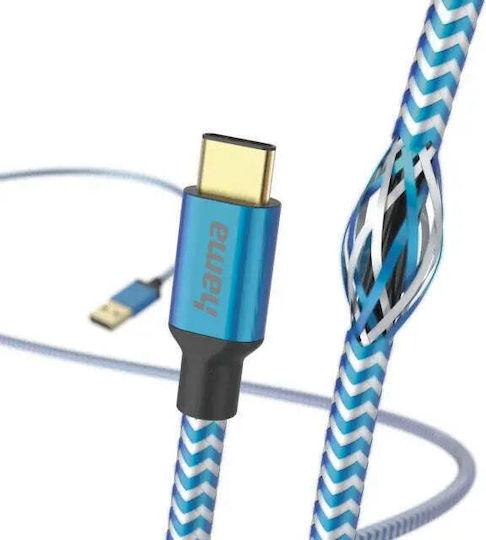 HAMA USB 2.0 Кабел USB-C Мъжки - USB-A Син 1.5м 00201558